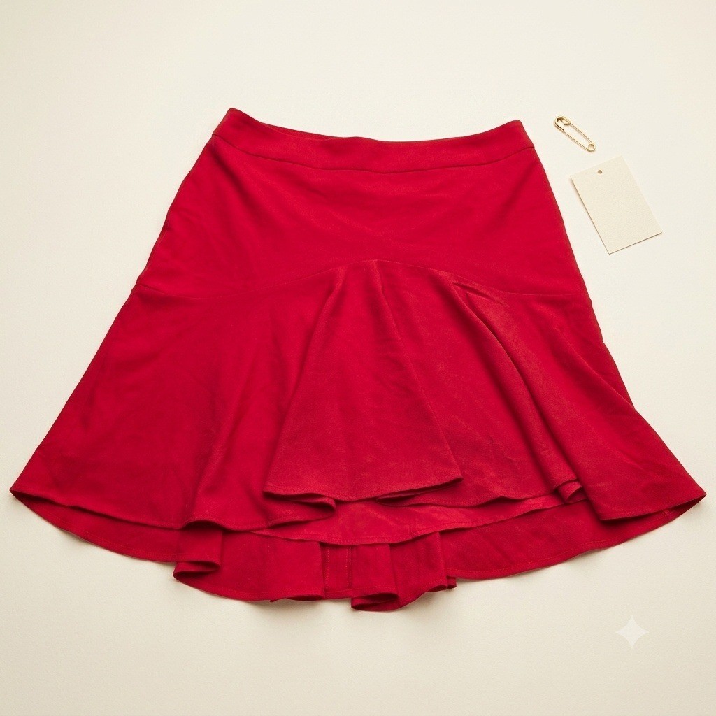 Nanette Lepore Red Riding Hood Rich Romantics Skirt Red Flounce Mini Size 14 NEW