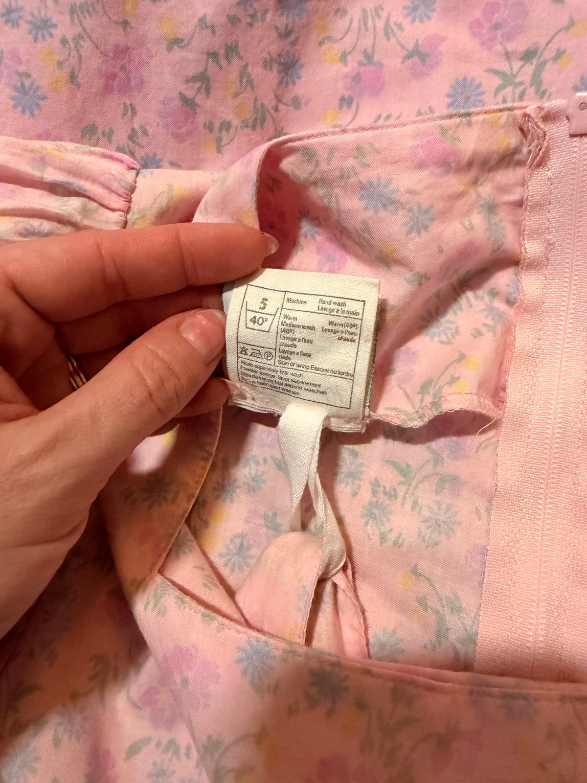 Vintage 80s Laura Ashley light pink floral dress US12