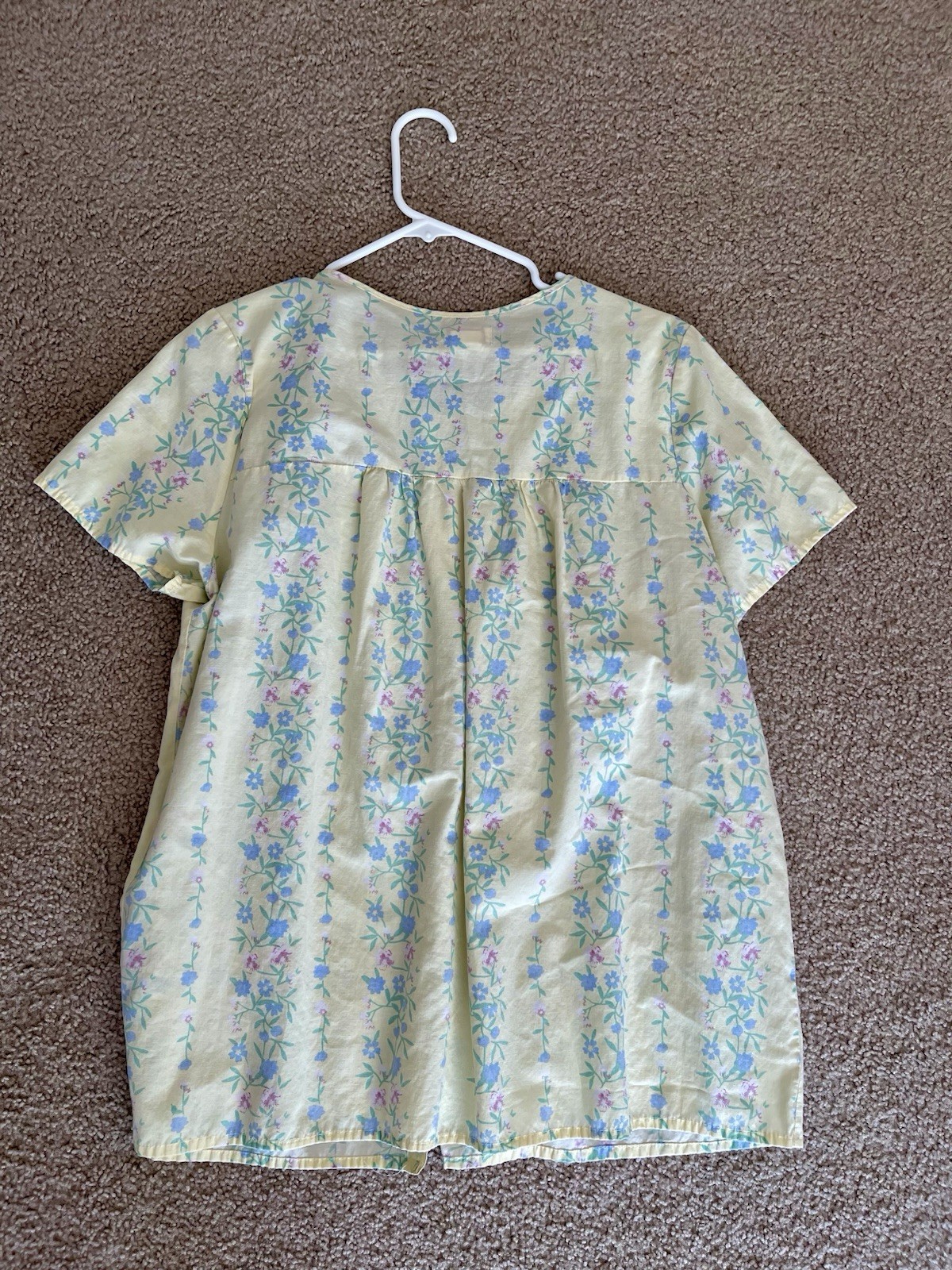 Vintage 70’s Floral Casual Nights Womens Large Yellow Housecoat With Pockets