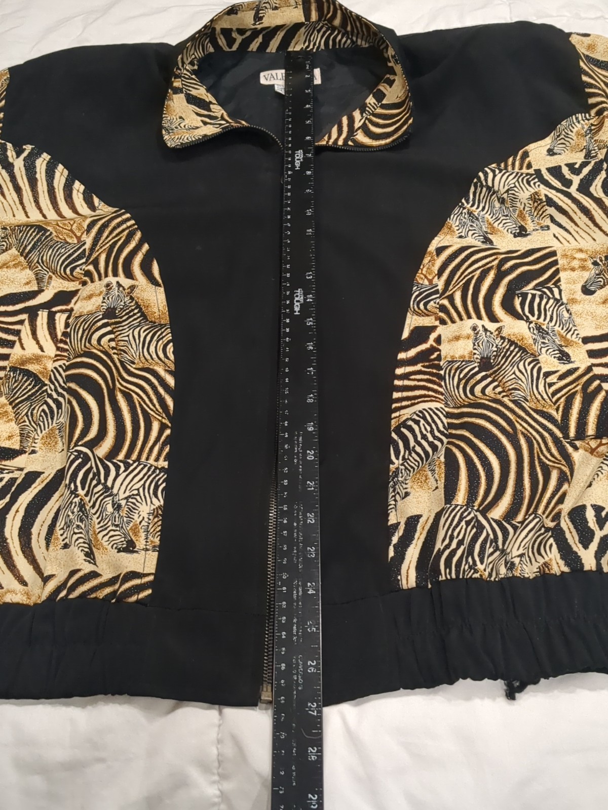 Vintage 80s Valentina Womens Zebra Safari Zip Up Collared Jacket OS
