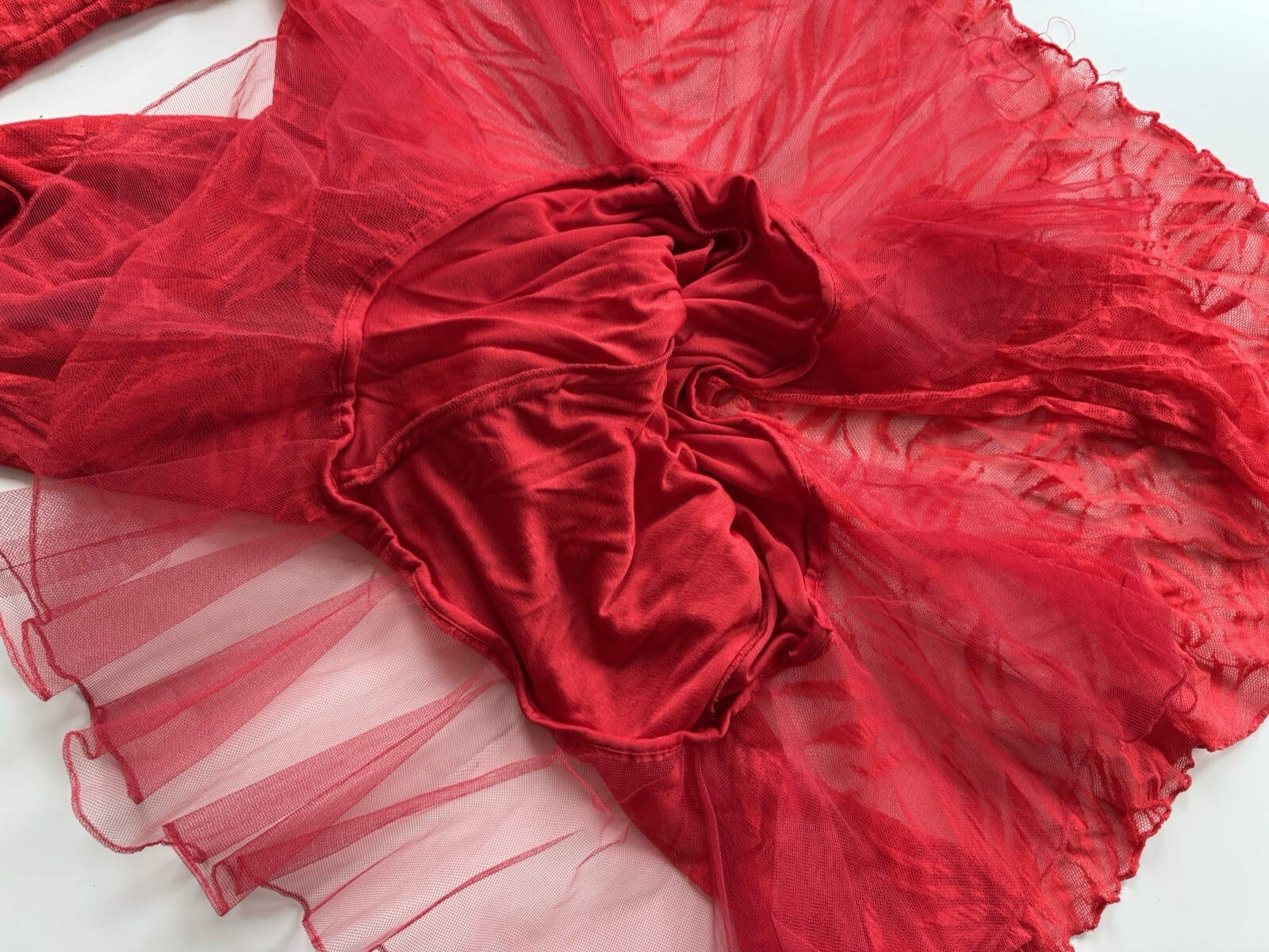 Vintage 80s Climax Karen Okada David Howard Red Lace Mermaid Keyhole Dress FLAWS