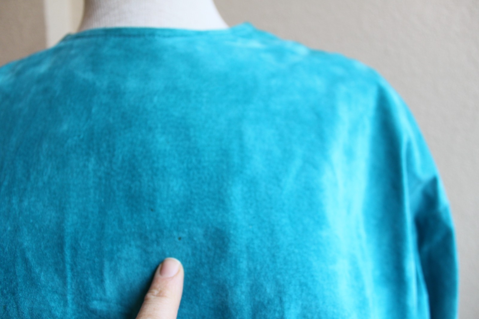 Vintage 80’s Turquoise Suede Leather Fitted Dress From Nordstrom L 28″ waist