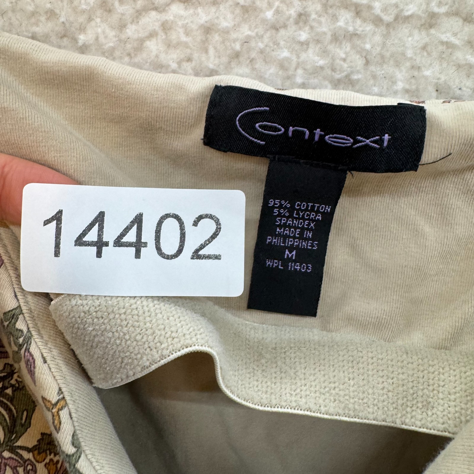 Y2K Vintage Camisole Tank Top Medium Beige Floral Boho Fairy Grunge Shelf Bra