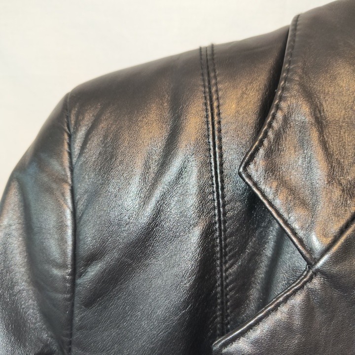 Vintage Etienne Aigner 100% Genuine Leather Size 8 Jacket Coat Black Hong Kong