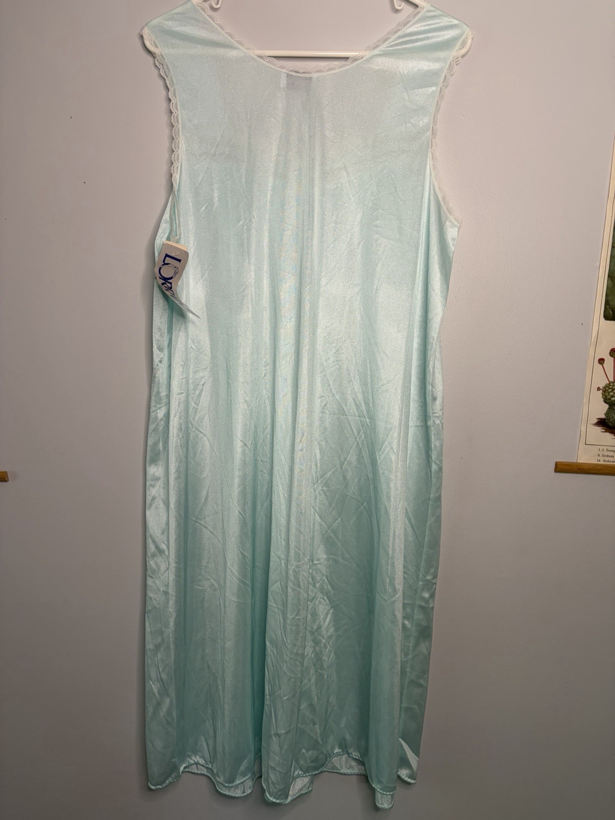 Vintage Lorraine Peignoir Set Nightgown Pale Blue Floral And Lace Detail NWT L