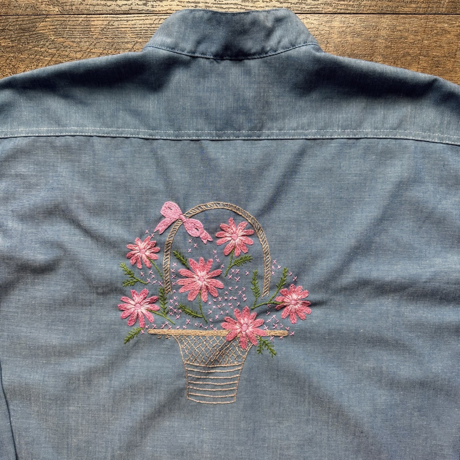 Vintage 1970’s Womens XL Big Mac Floral BOHO Indie Embroidered Longsleeve Shirt