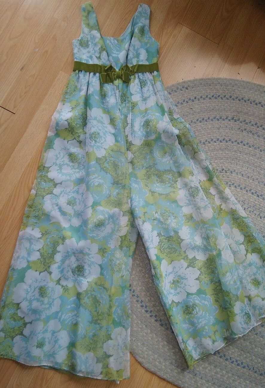 Lorrie Deb San Francisco maxi dress Jump Suit 7 Palazzo blue split skirt 60s VTG