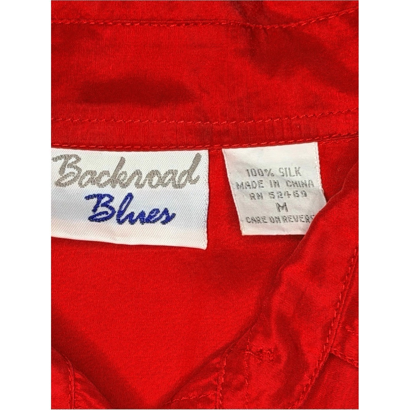 Vintage Backroad Blues 90’s 100% Silk Button Up Shirt Chest Pockets Classic