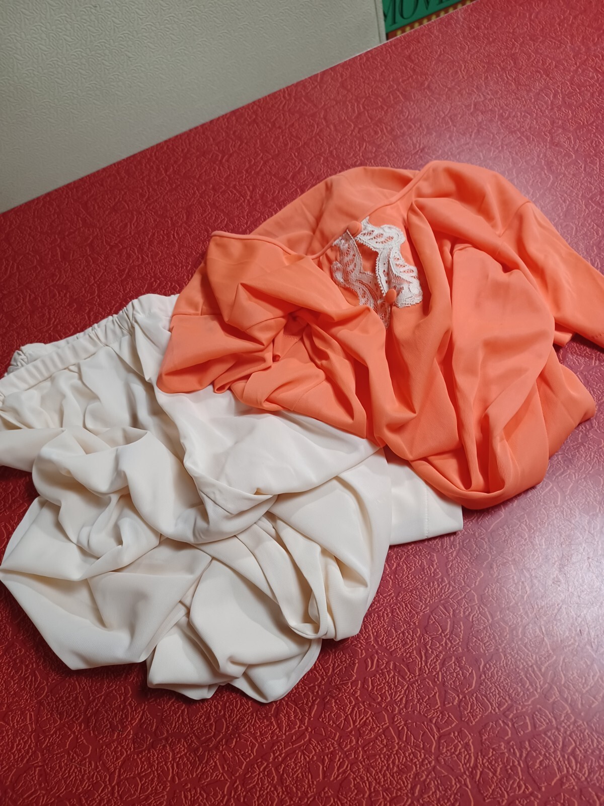 True VTG 1960s Nylon Pajama Set M Mid-century Mod Groovy Coral MCM EUC Ladies