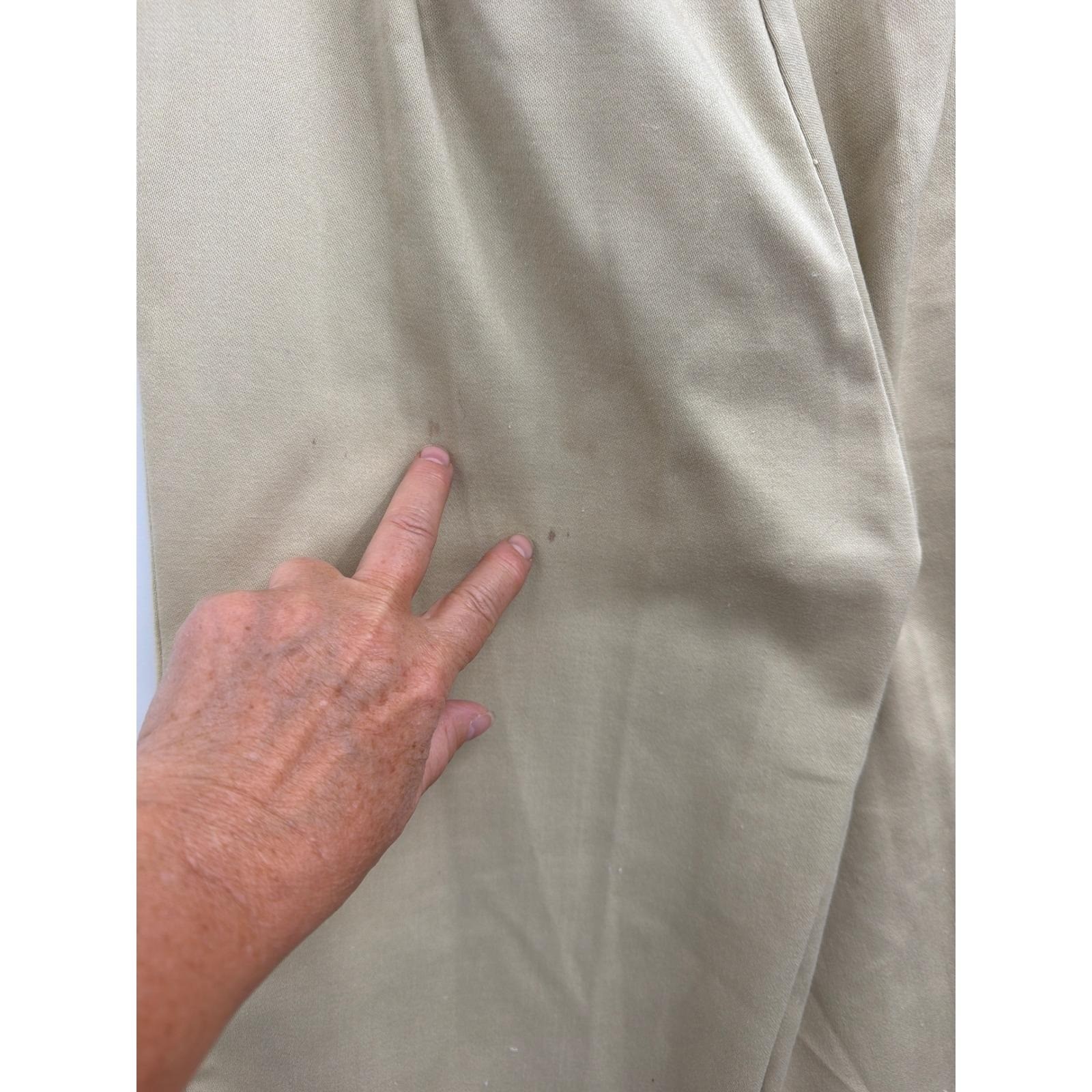 Vintage Alison Roberts Tan Wide Leg Embroidered Hem Pants Khaki High Waist 27