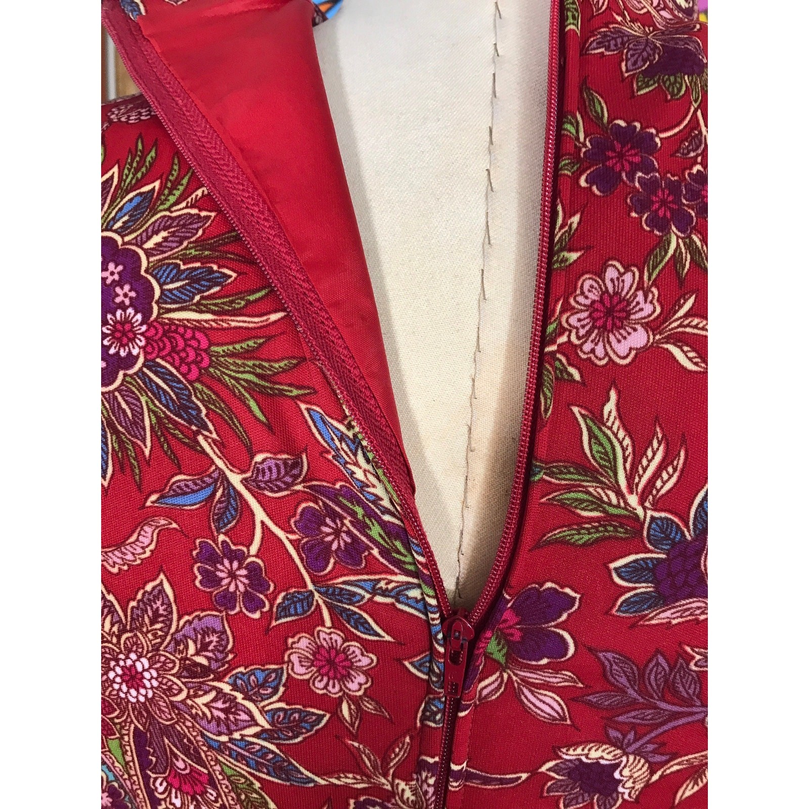 Shannon Rodgers Jerry Silverman Vintage 1970s Red Paisley Floral Maxi Dress Belt