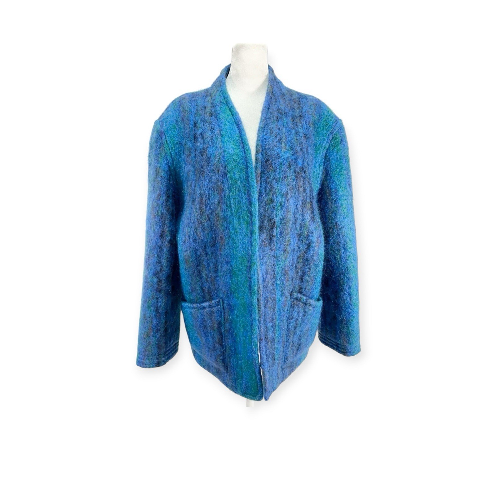 VTG WOOL MOHAIR SWEATER LINED JACKET BLAZER MOD AVANT GARDE PUFF SHAG NEW WAVE
