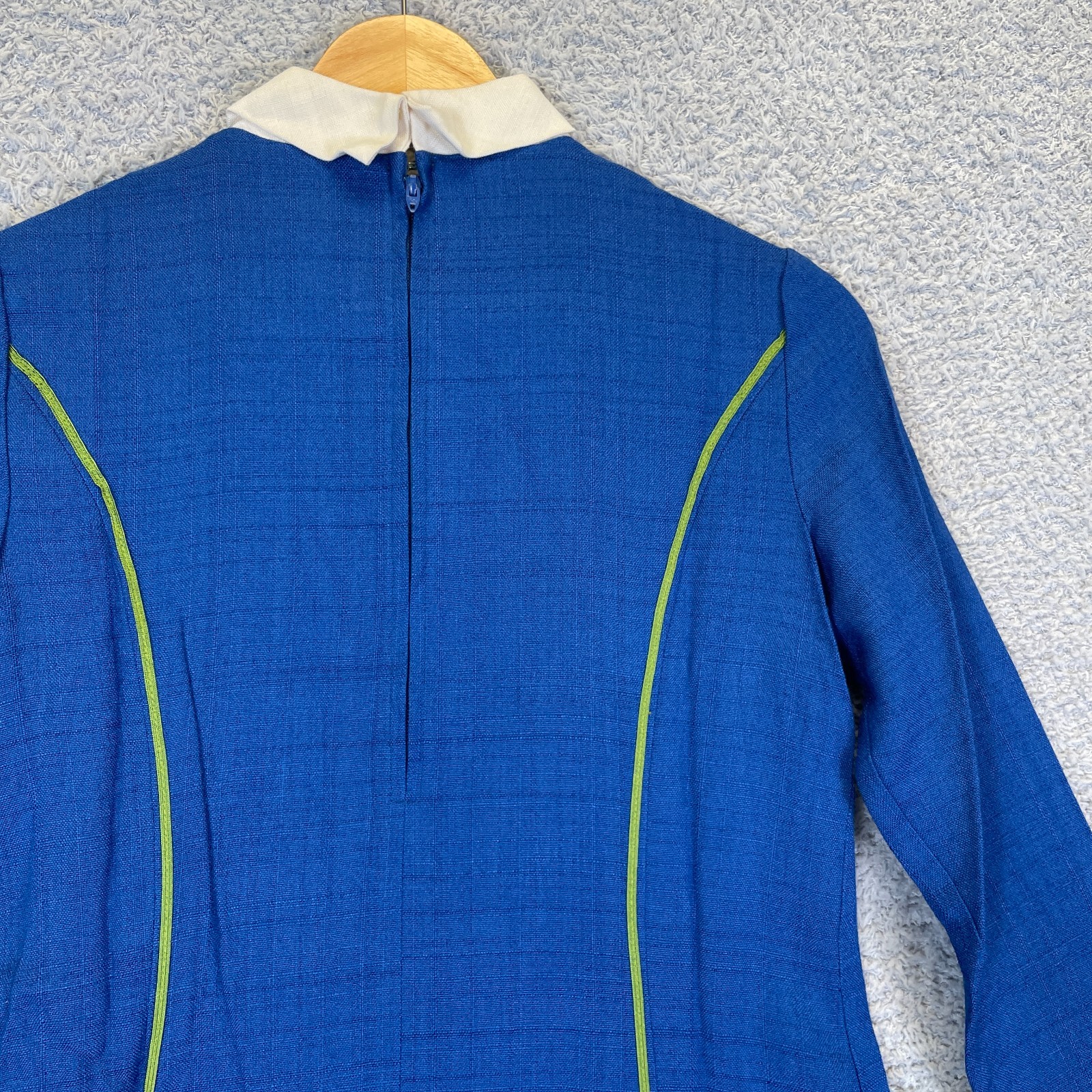 Vintage 1960s Ruth of Carolina Cobalt Mod Dress Embroidered Grapes A-Line XS