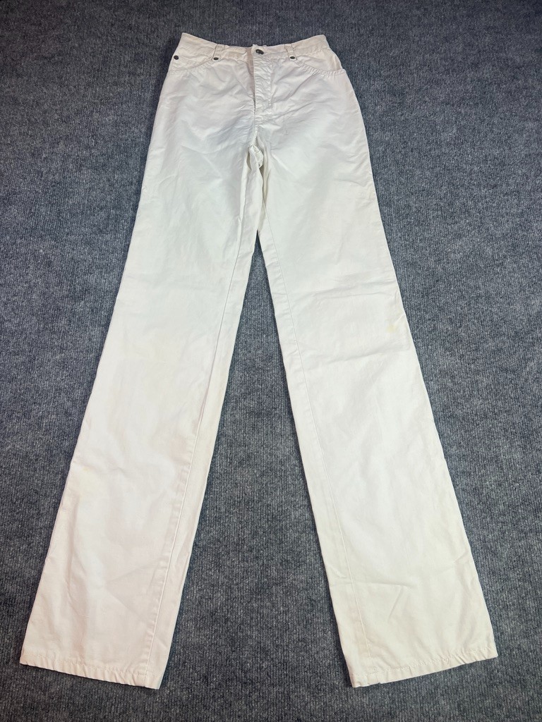 VTG 70s Chemin De Fer 70s White Jeans Straight Leg Disco Rockstar Pinch Waist