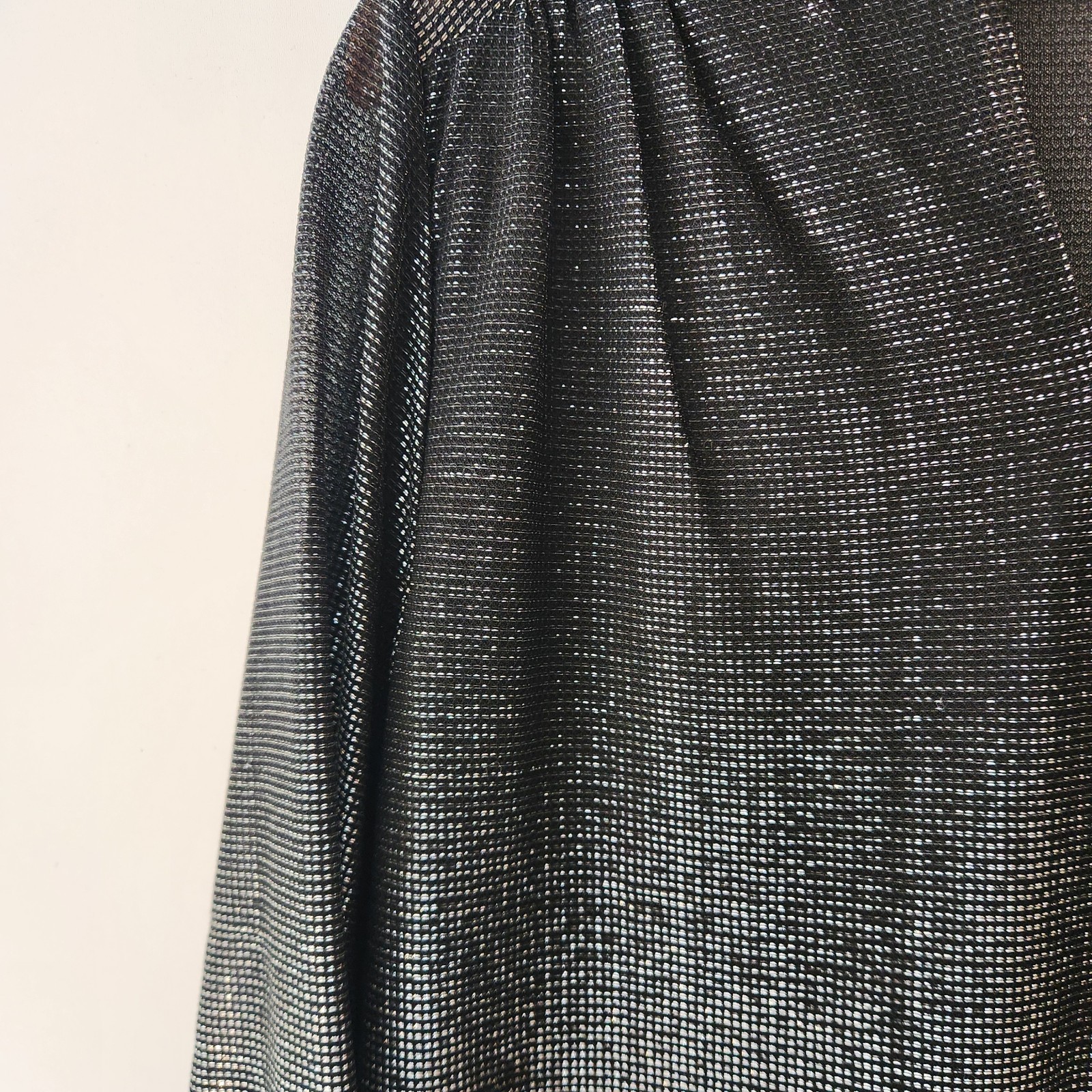 Vintage Teddi of California Black Silver Metallic Tunic V-Neck Disco Size 12