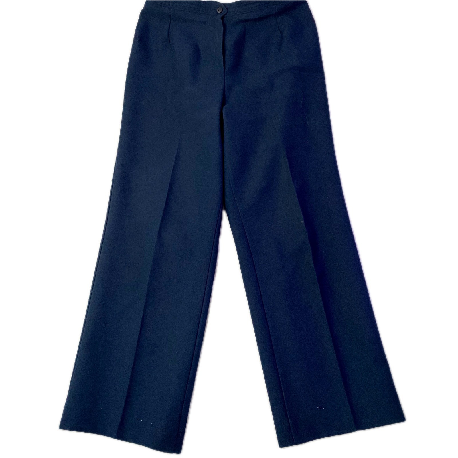 Vintage Trousers Womens 14 Navy Blue High Waisted Straight Leg Workwear