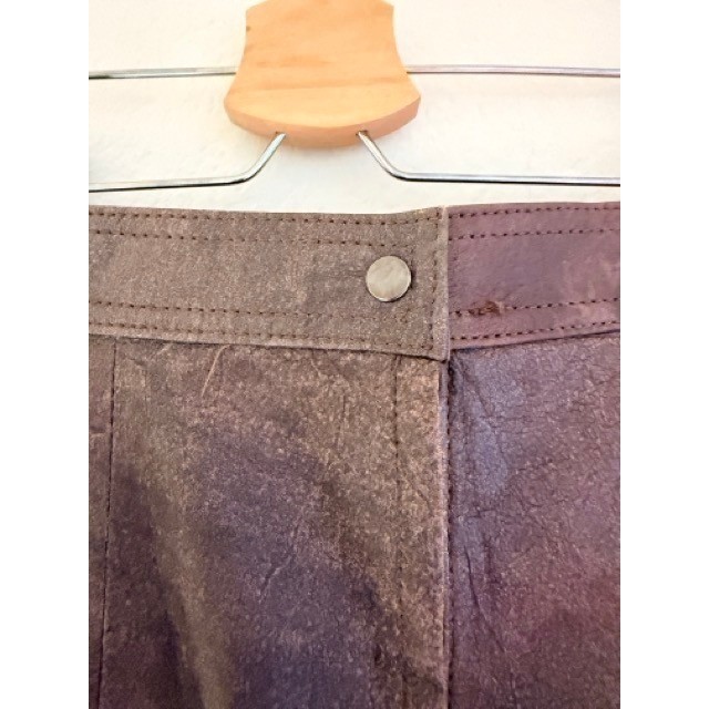 90s Genuine Leather Pencil Skirt Vintage Snap-Front Moto Y2K Brown Sz 9/10
