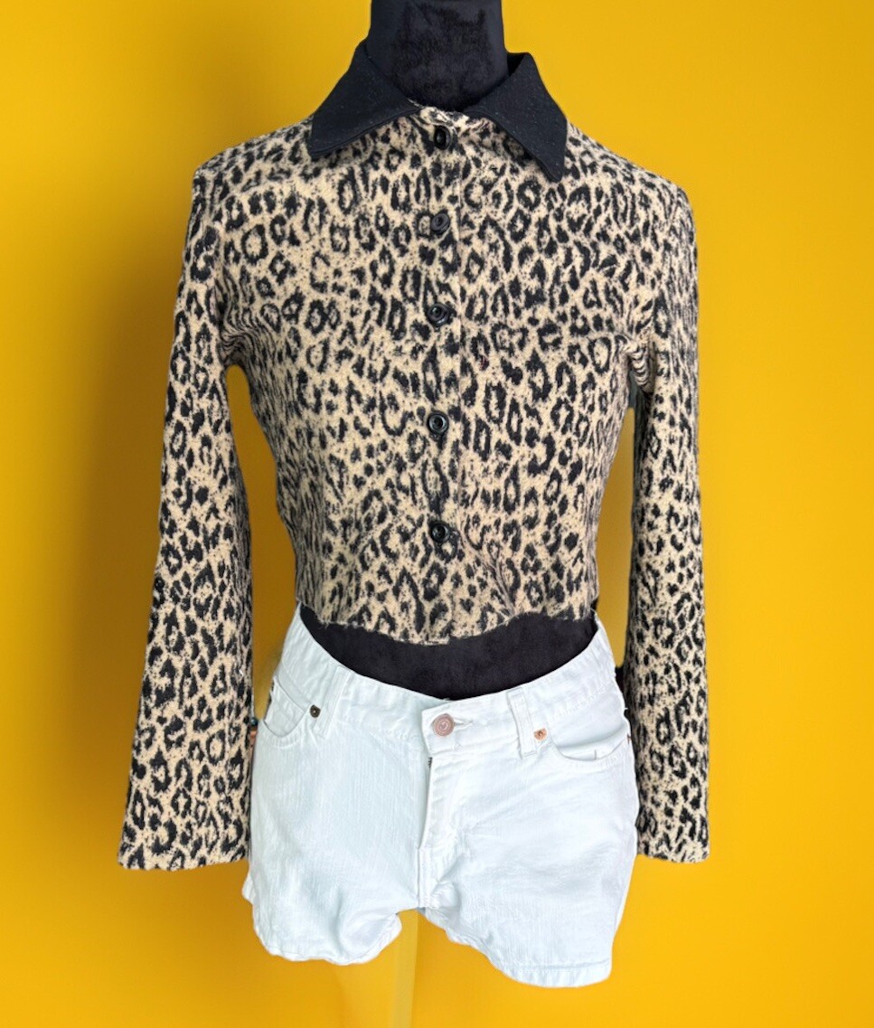 70s,80s LA Gal Cropped Leopard Print Top.made California.small.soft