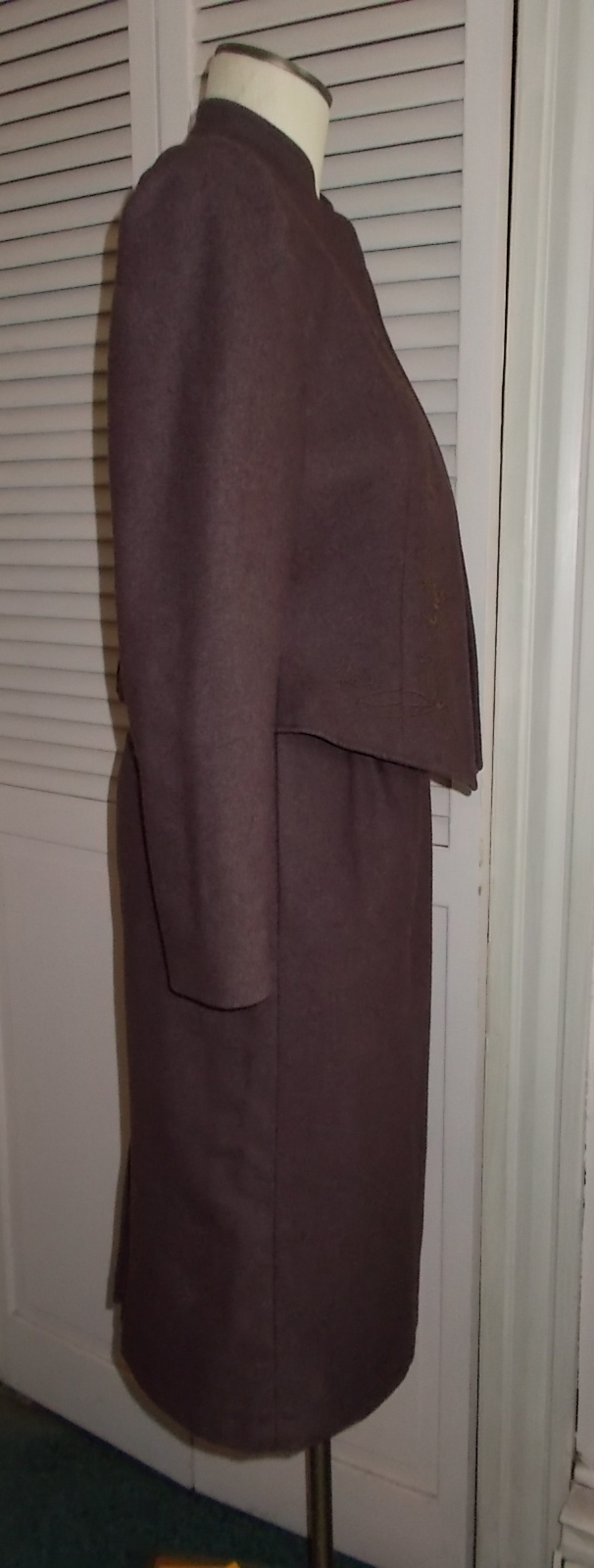 J GALLERY VINTAGE 1980s MAROON WOOL BLEND FULLY LINED 2 PIECE SUIT SIZE 8/9