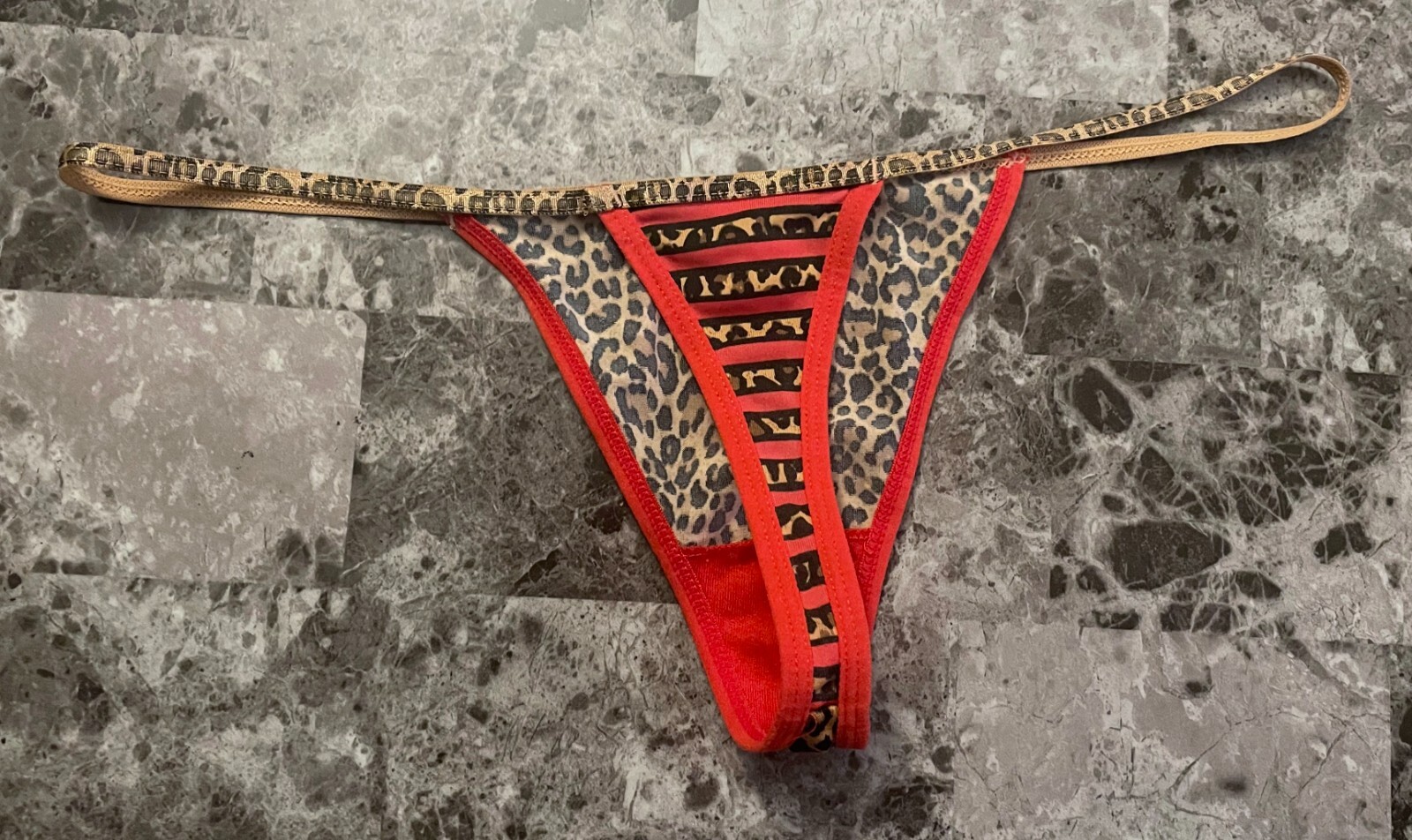 RAMPAGE LARGE SMOOTH LEOPARD CHEETAH ORANGE VINTAGE RARE THONG PANTIES