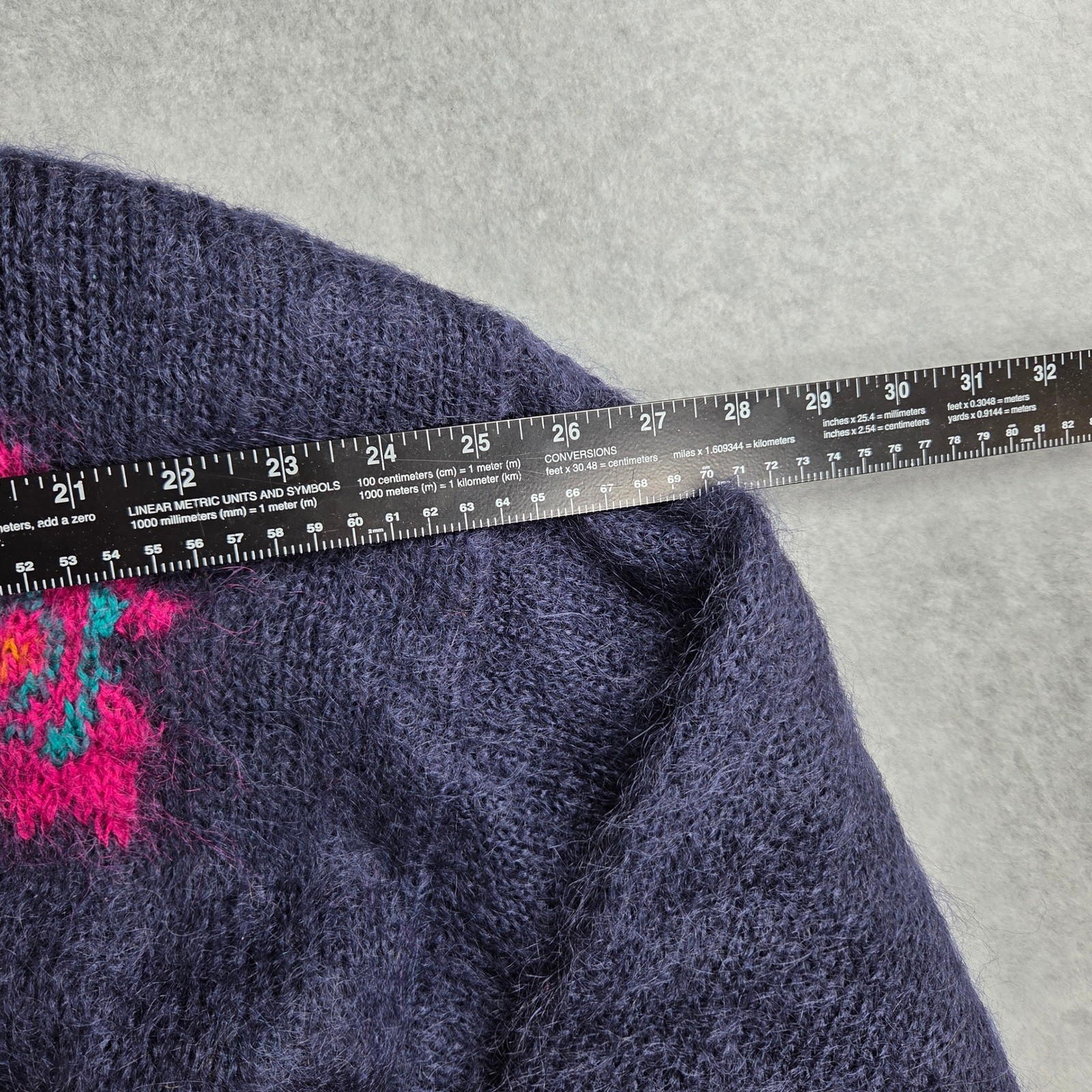 Studio Michelle Stuart Sweater Womens S Purple Mohair Blend Vintage Intarsia