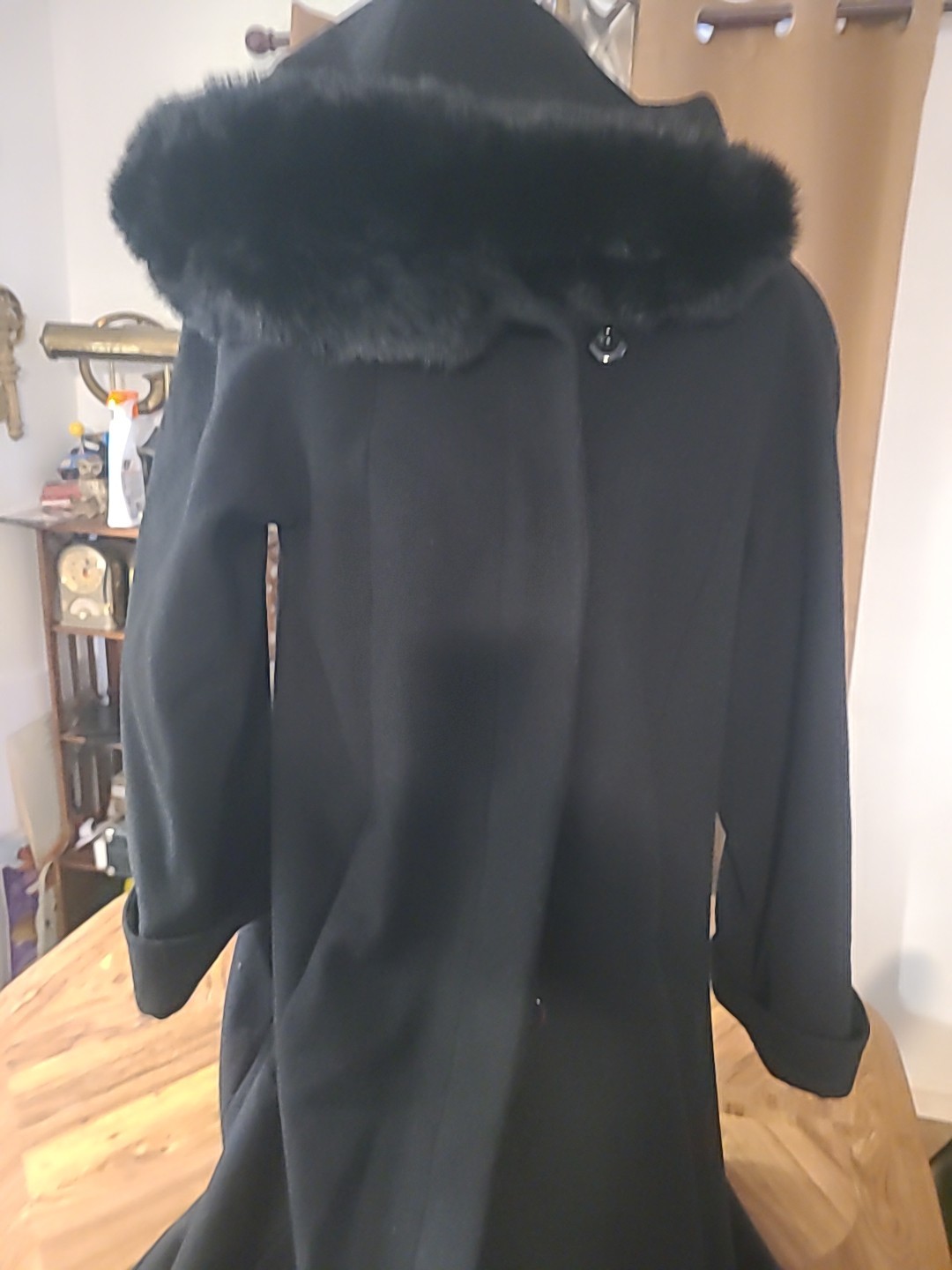Rare Vintage Donnybrook Rabbit Fur Lined Hood Full Length Wool Coat Sz 8 Vintage