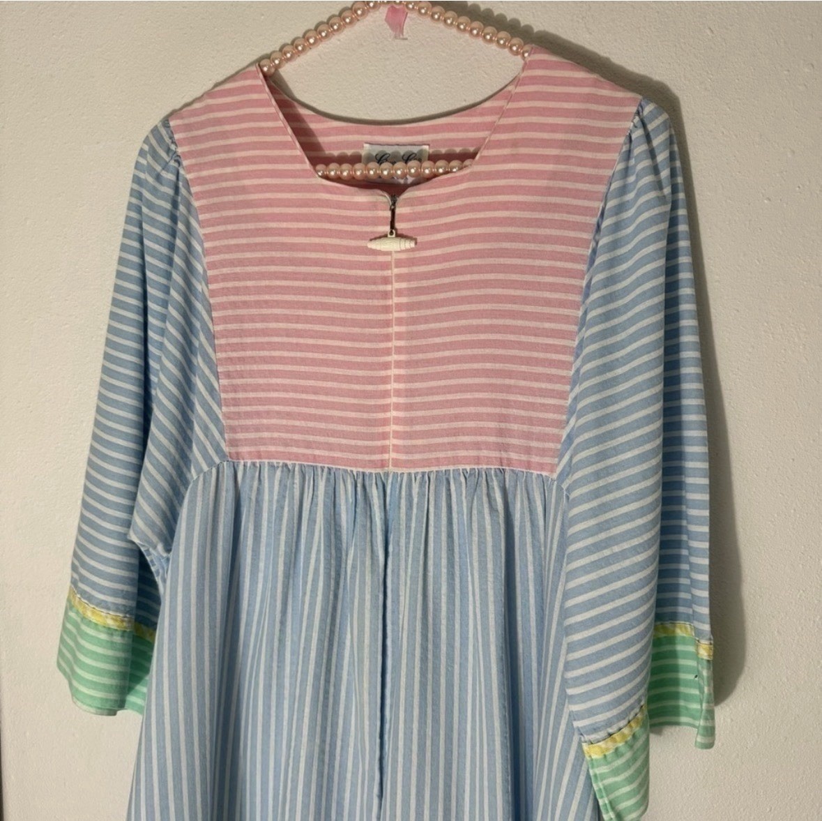 Vintage pastel striped seersucker dress
