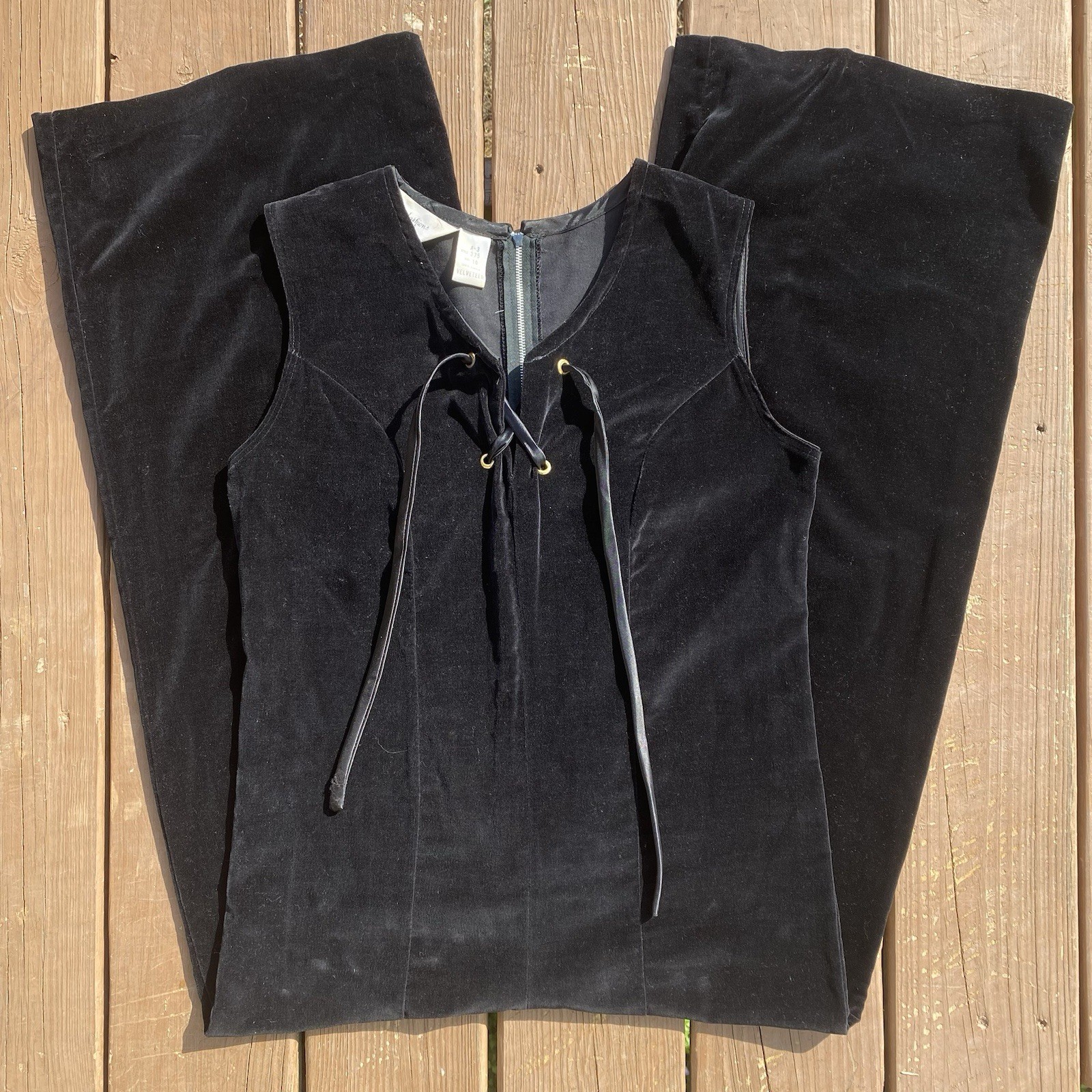 1970’s Black Velvet Wide Leg Sears Jumpsuit