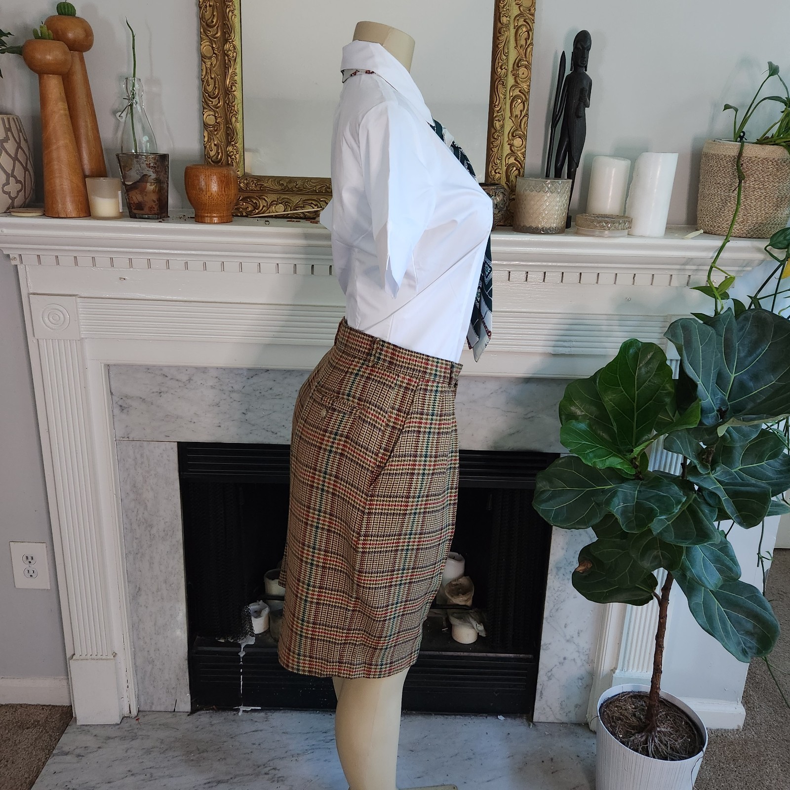 Vintage 80s Bermuda Shorts Size 10 Preppy Brown Green Plaid Academia Old Money