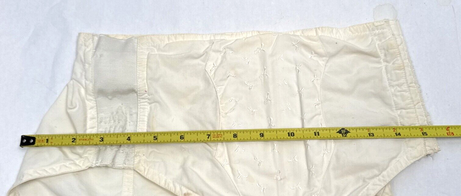Vintage Girdle Corset Garters White Belt Metal Clip Embroidered