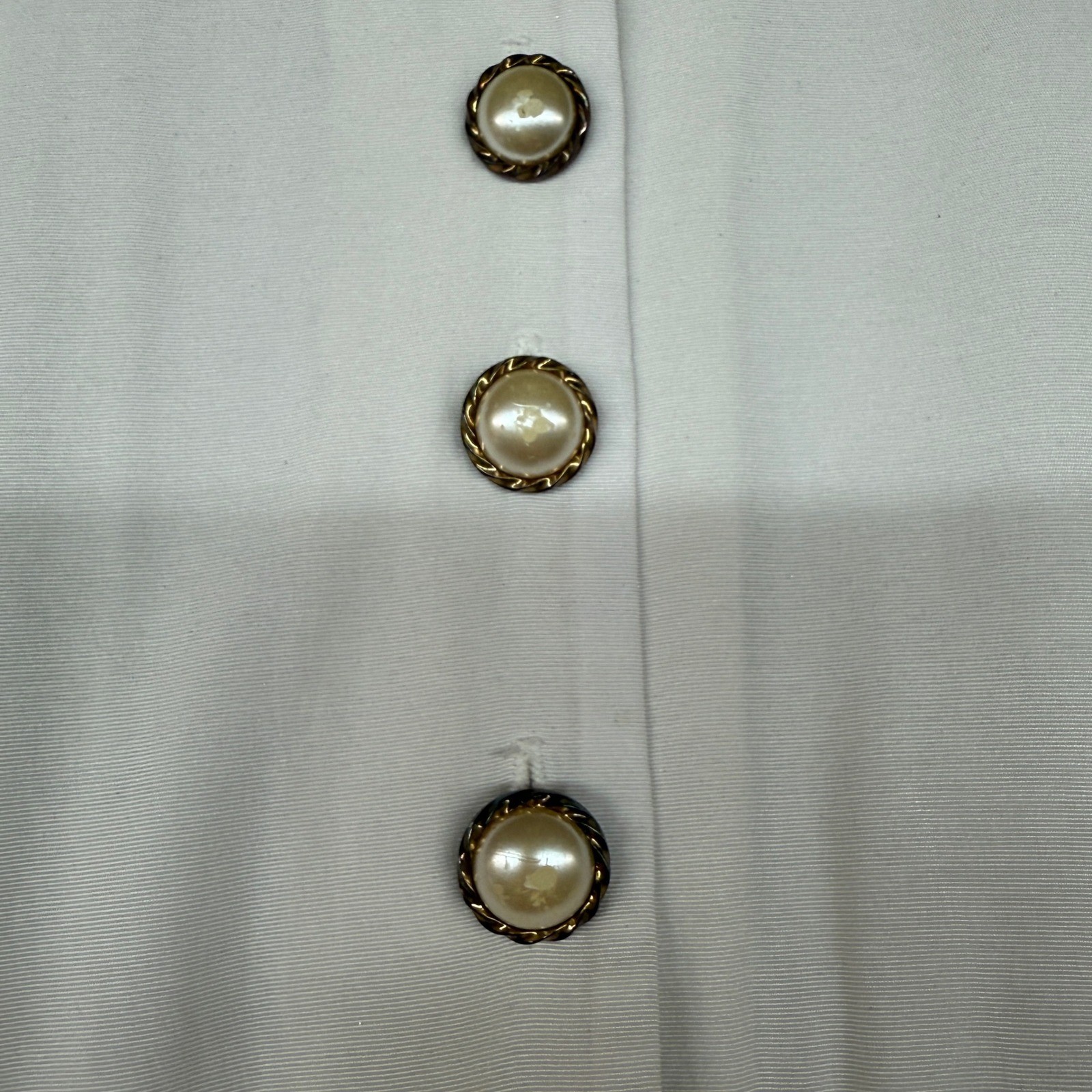 Von Bramlett Vintage Dress Size 16 Average White Peach Pink Pearl Button Midi US