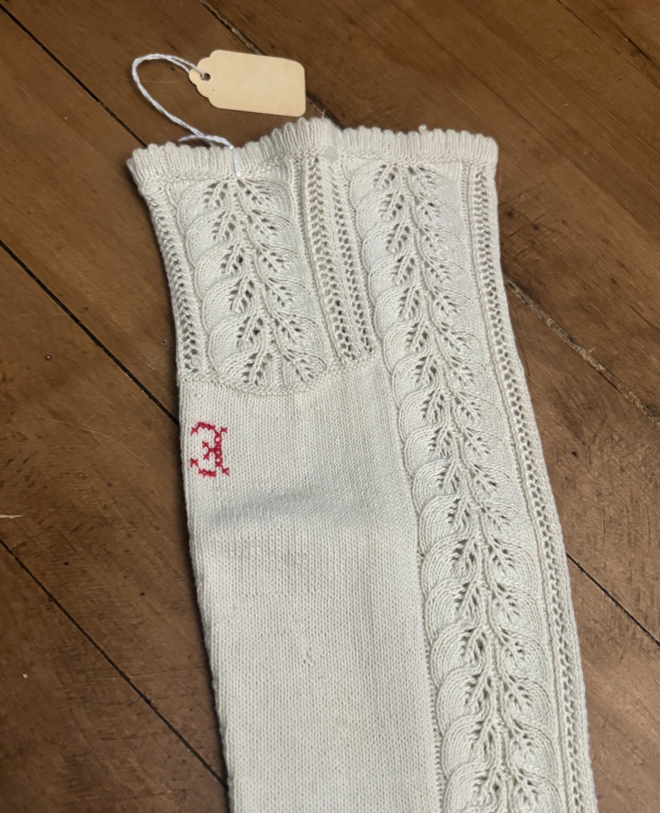 Fancy Hand Knit Victorian Antique Stockings Socks