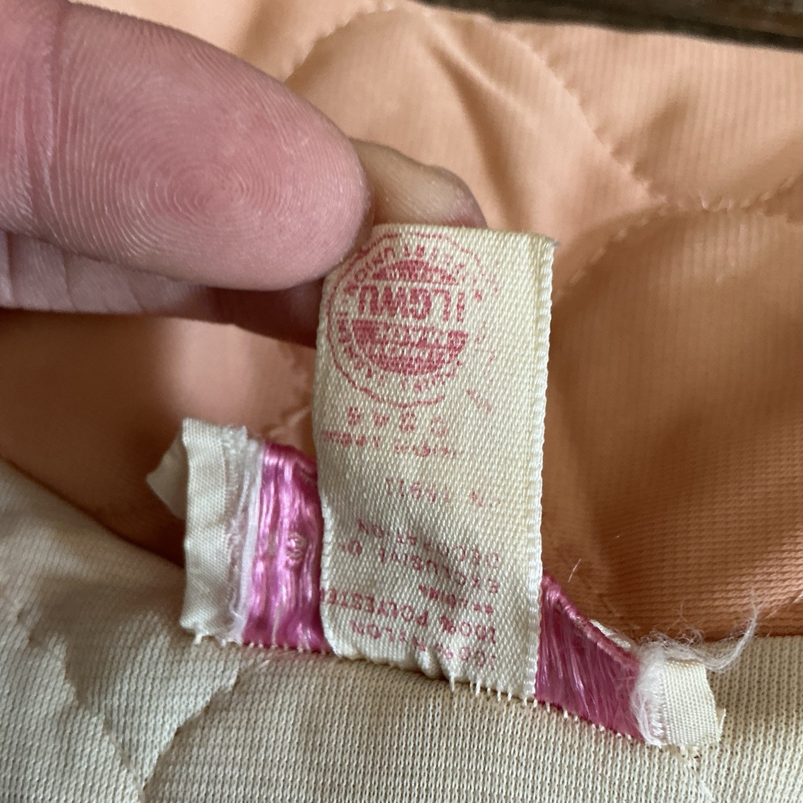 70s VTG Paulette Quilted Robe Housecoat Peach Long Button Front Size 18 #17C8