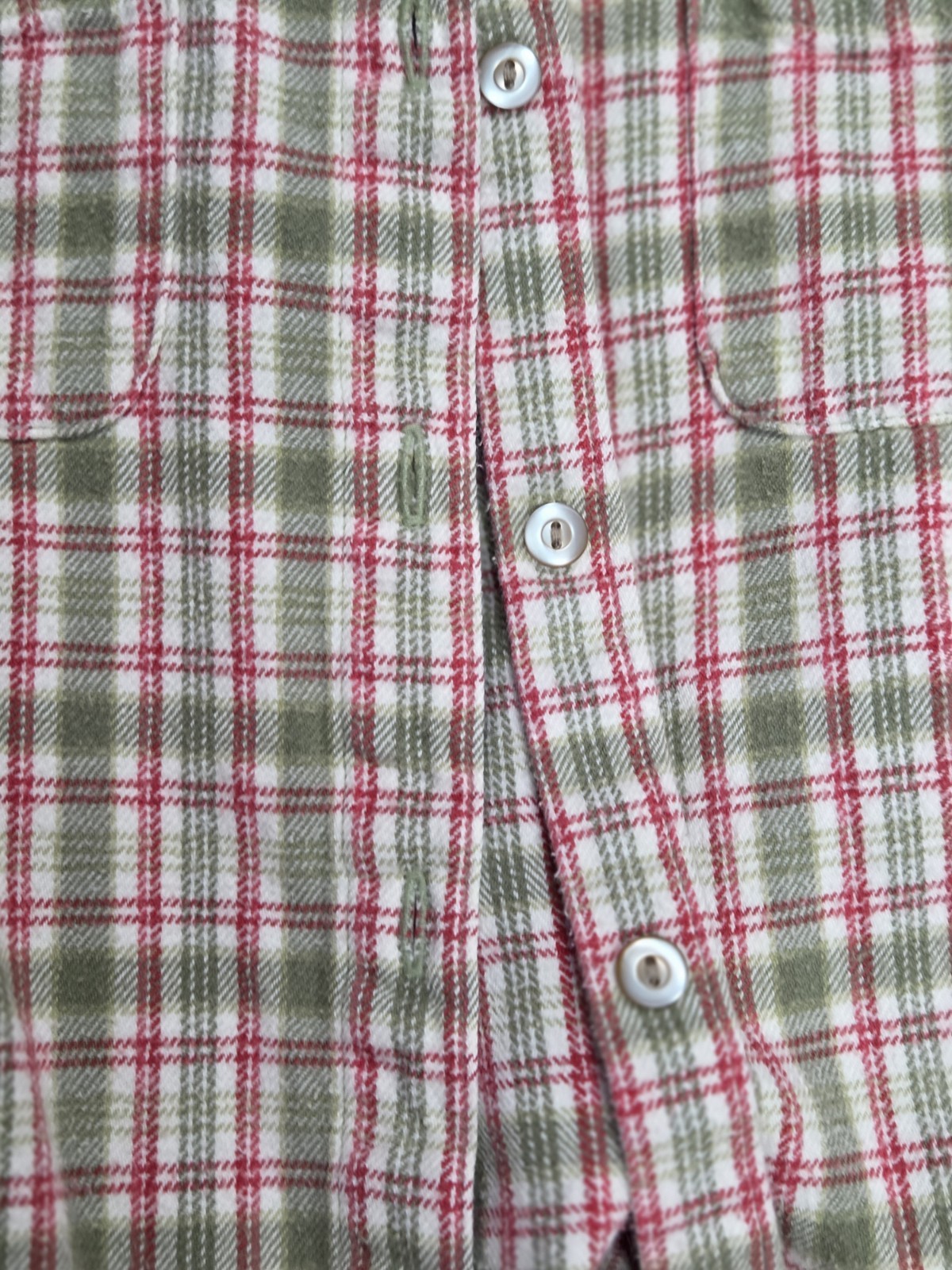Vintage Woolrich Womens Extra Large XL Plaid Green Red Flannel Long Sleeve Shirt