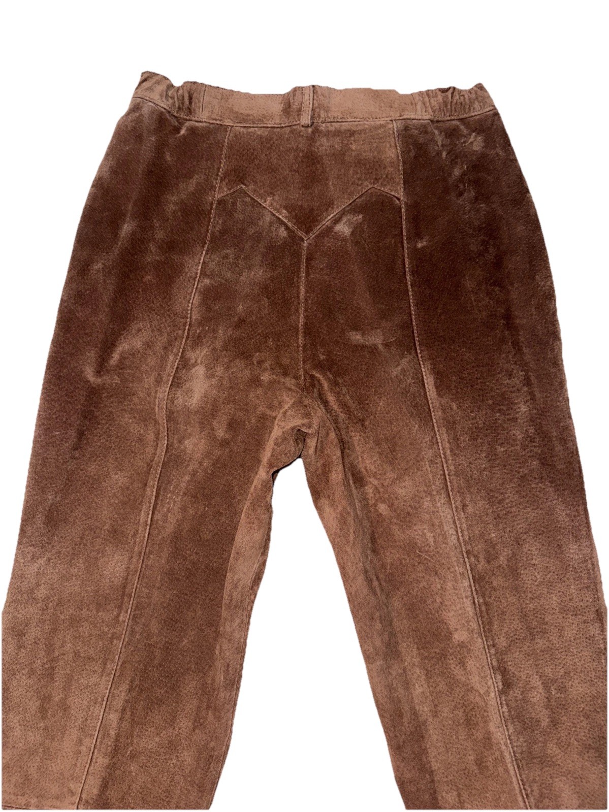 VTG Suede Leather Pants Women’s Brown High Rise Straight Leg Rodeo Sz M 10 *READ