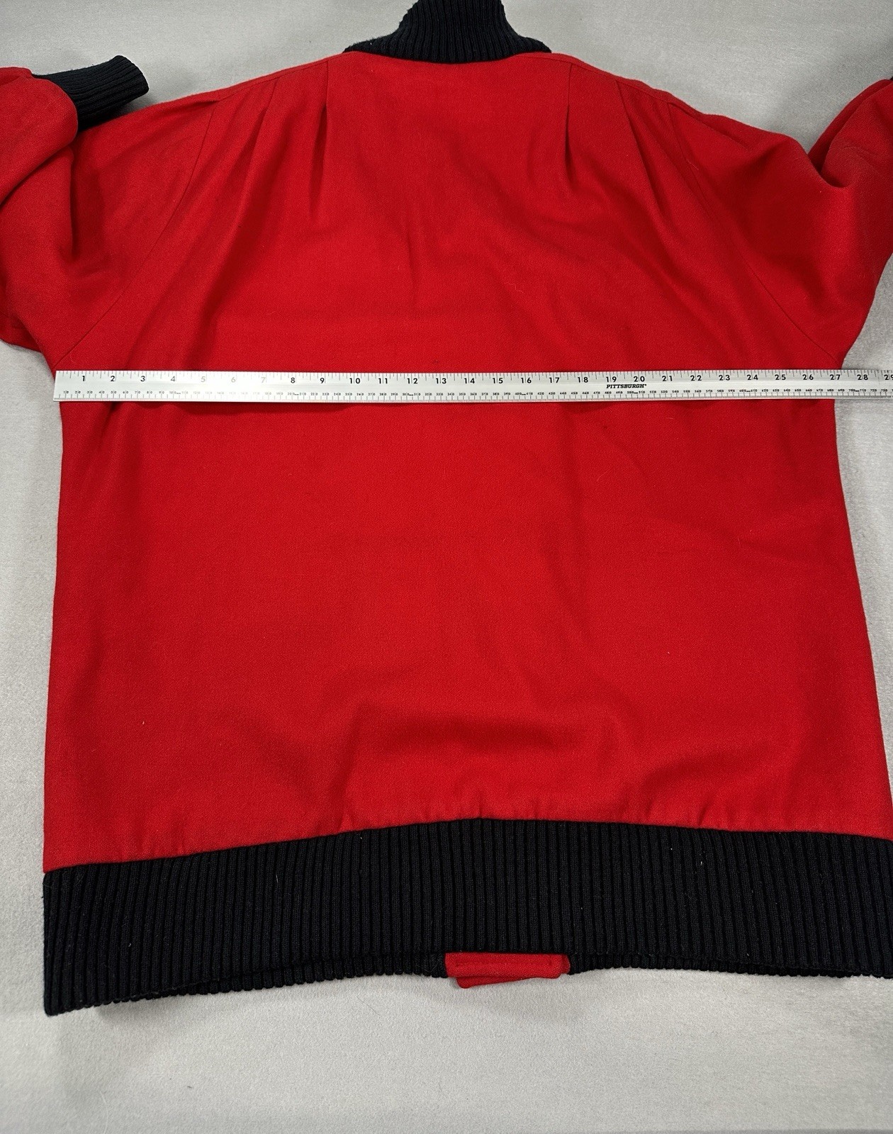 Herman Kay Vintage Winter Coat sz 6 Long Red Black Gold Buttons Wool Pleated