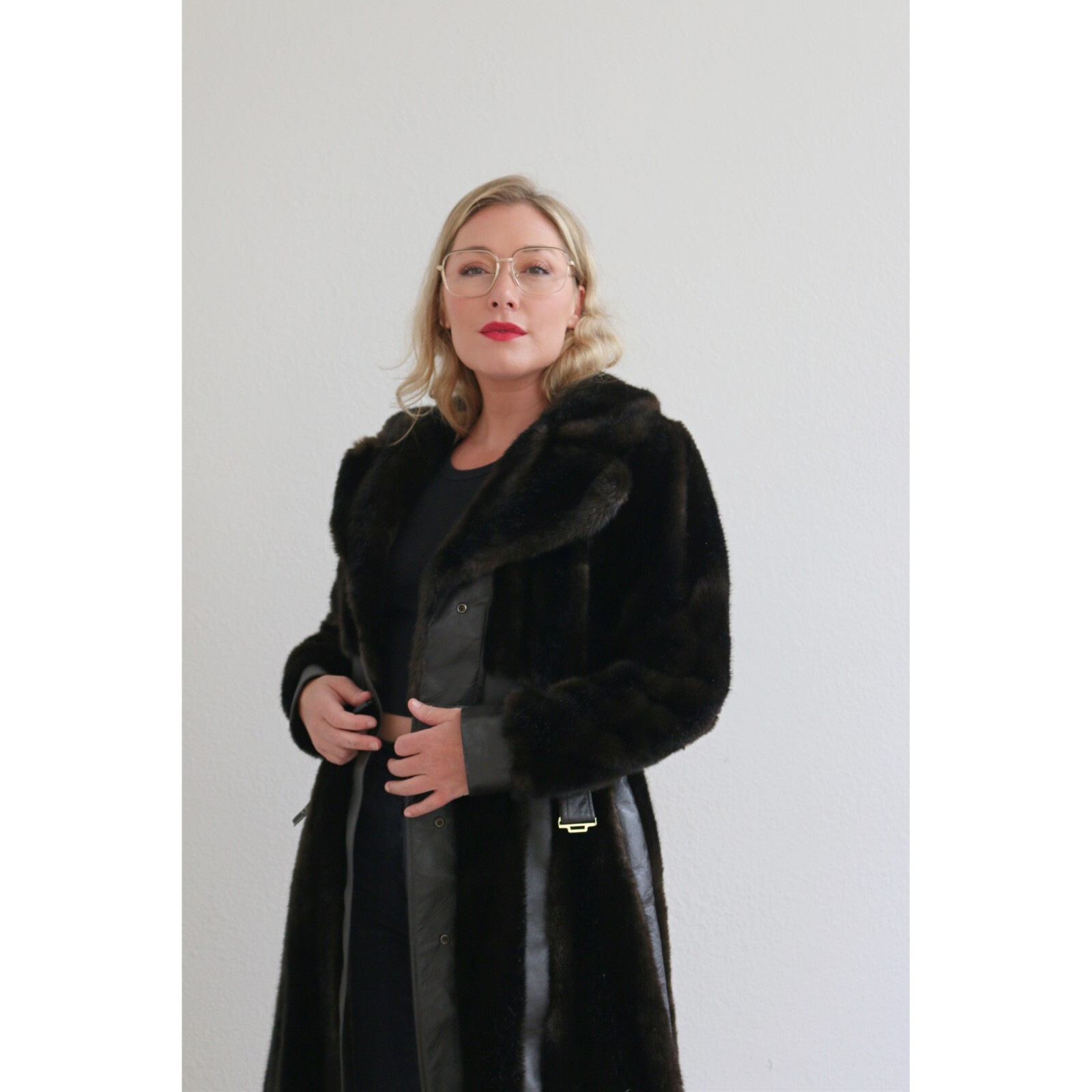 1970’s Tissavel French Faux Fur Coat With Leather Panels Women’s XXS to XS