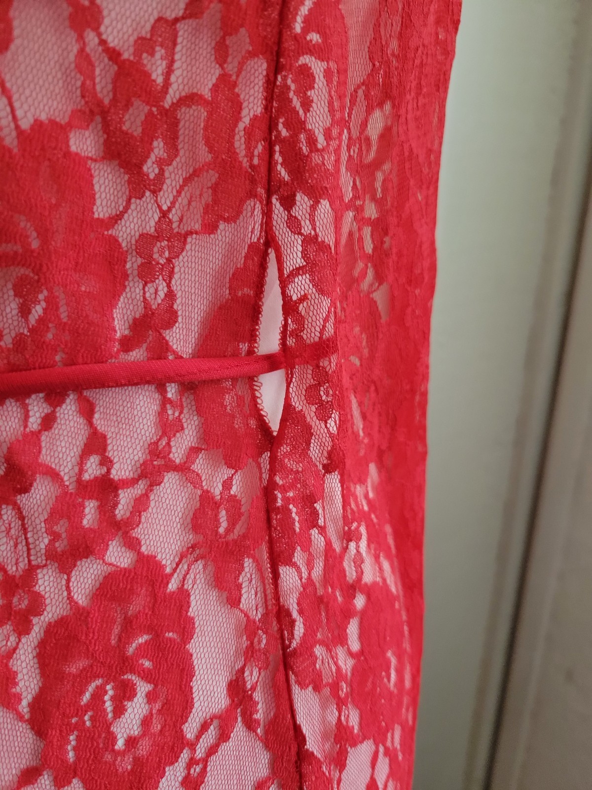Vintage Glydons Red Lace – Kimino – Maxi Robe – Duster- Festival Outfit – Small
