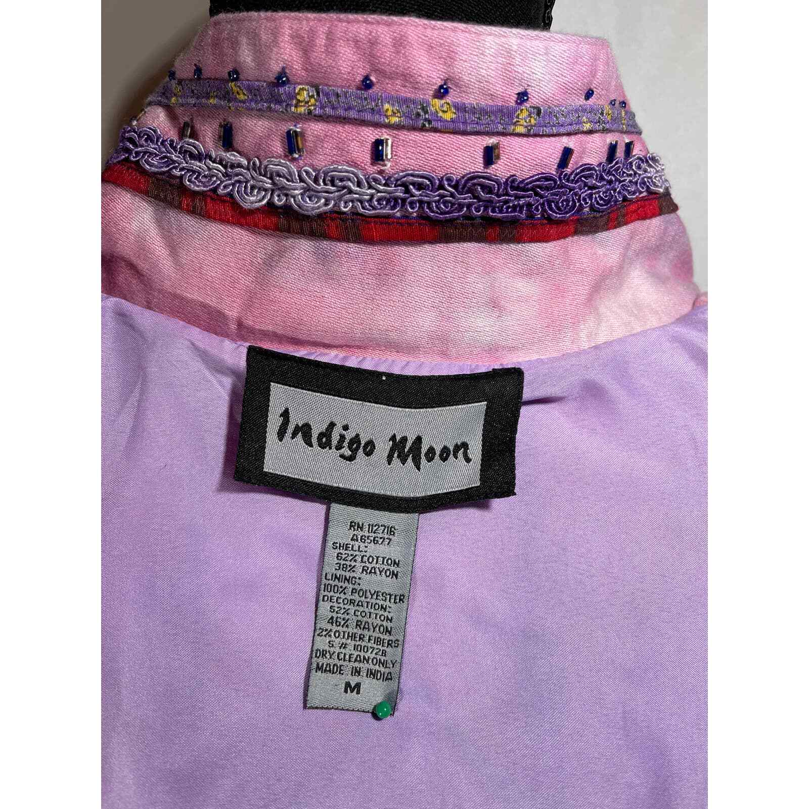 Vintage Indigo Moon Funky Retro Jacket Womens Medium Embroidered Embellishments