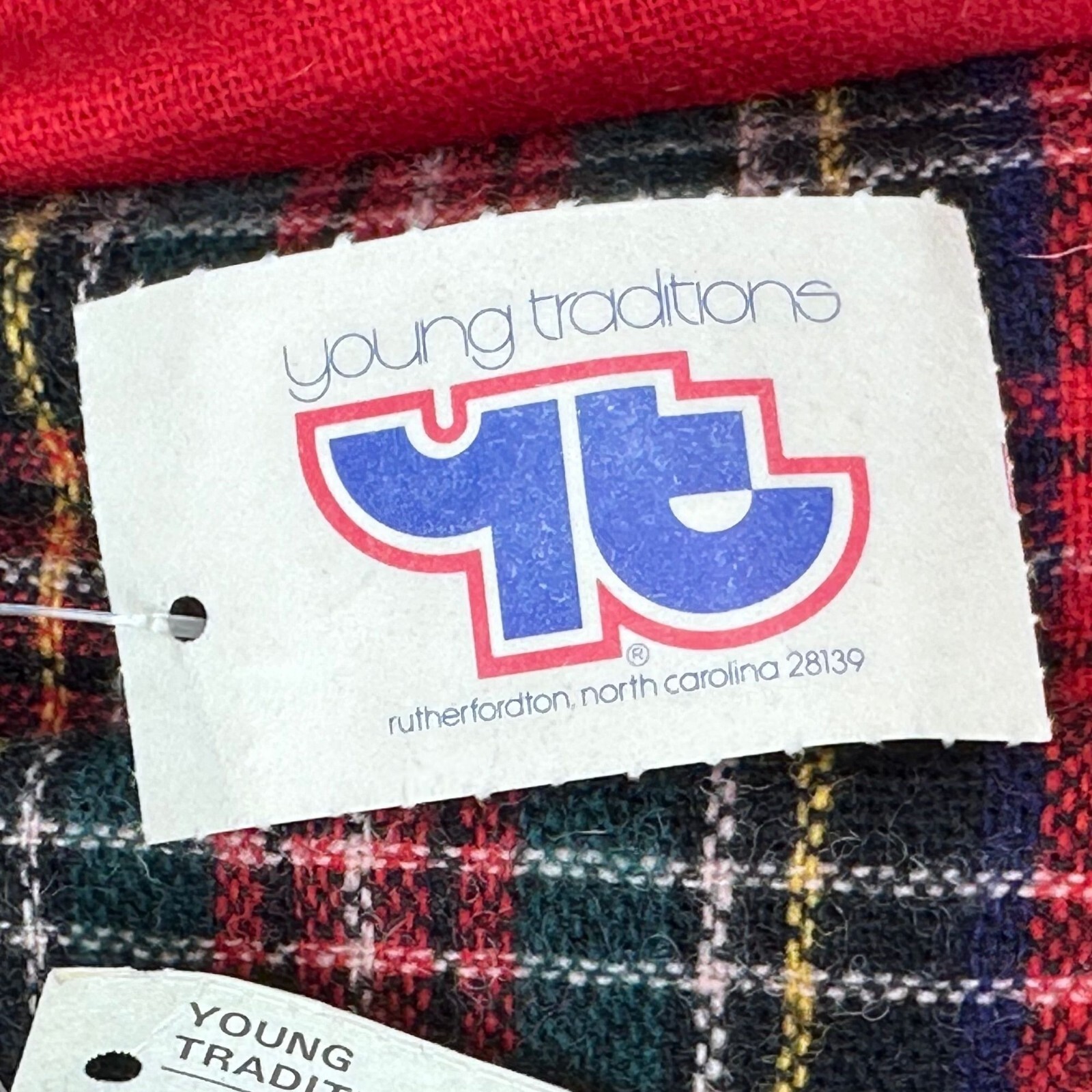 Vintage 1970s Red Plaid Patchwork Midi Skirt 70s Young Traditions Deadstock NWT