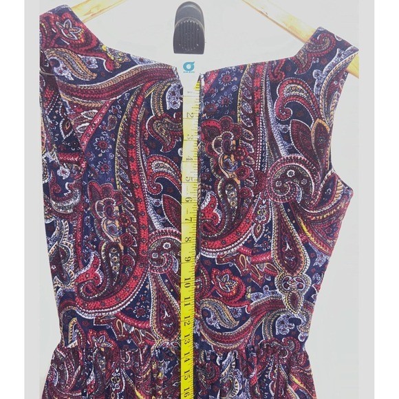 Vintage Bohemian Paisley Tapestry Maxi Dress Small Sleeveless 70s Aesthetic Red