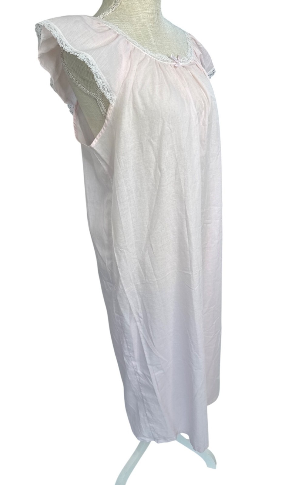 Vintage Cachet Cotton Pink Lace Embroidered Nightgown/Robe Set L 16-18