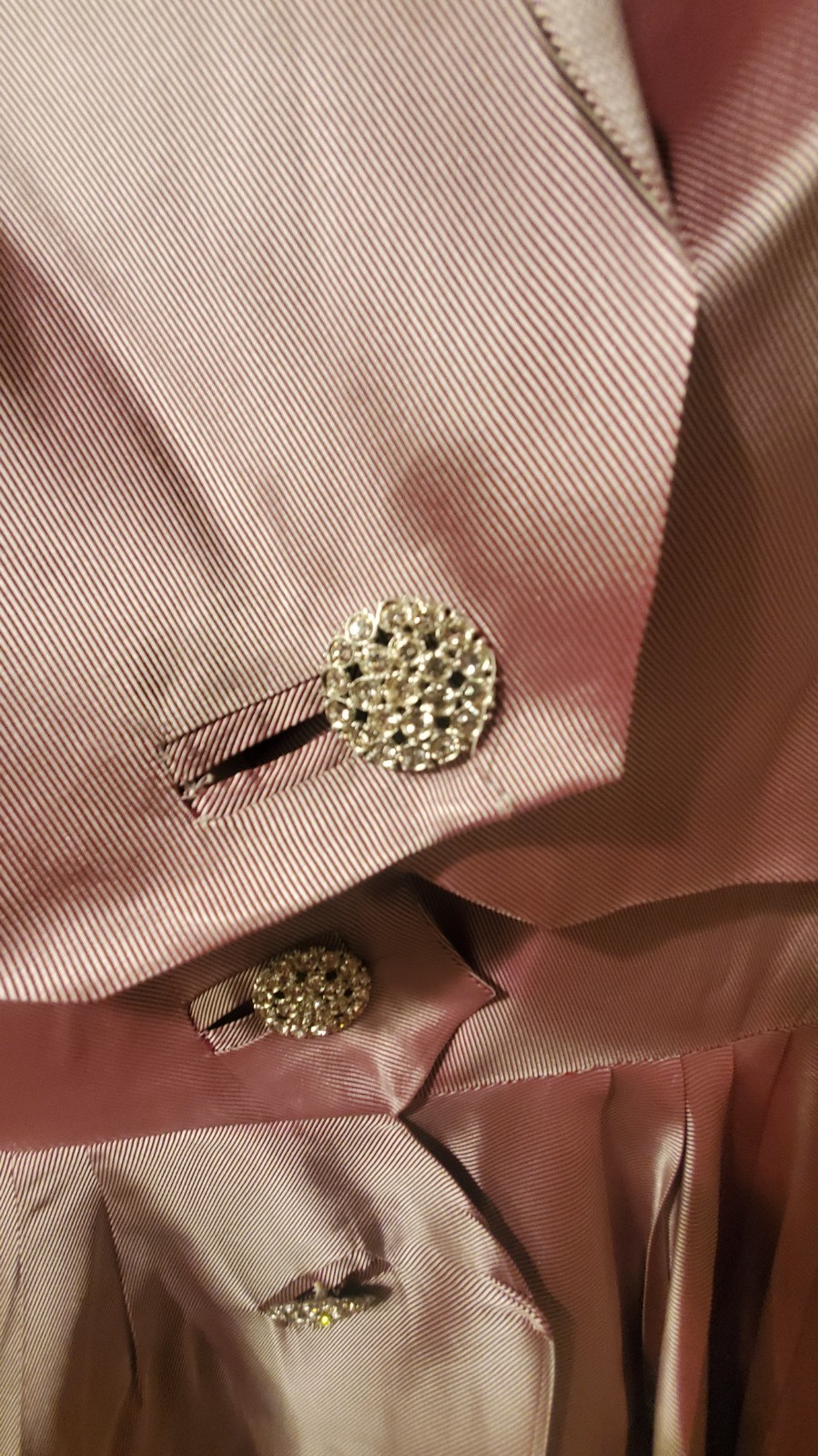 1950 Dress/Bolero Jacket Set Lavender Iridescent Taffeta with Rhinestone Buttons