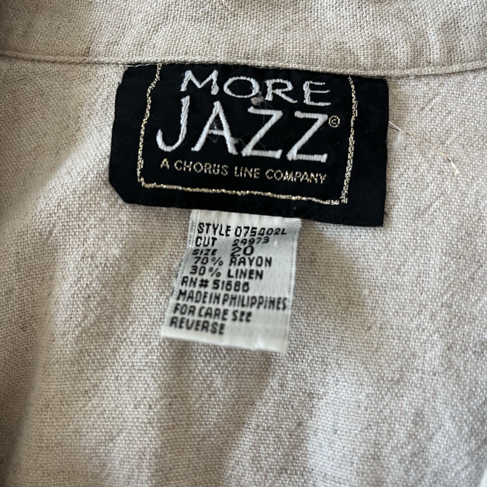 Vintage 80s Cream Linen Button Down Cropped Vest Size 20 More Jazz