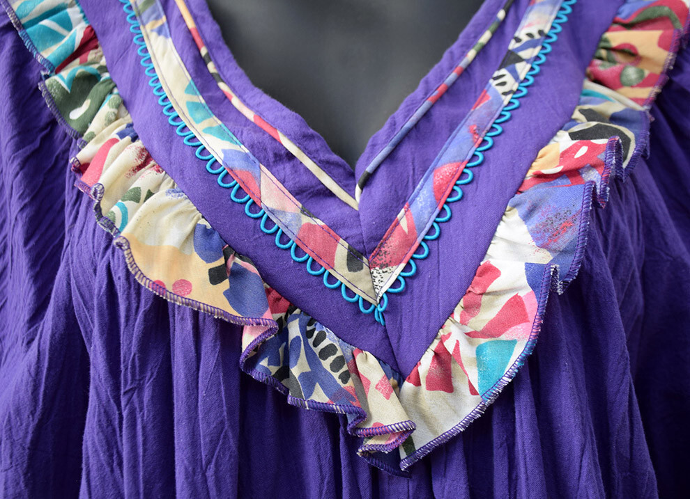 Vintage APPEL House Dress Mumu GRAPE Purple Kaftan V-Neck Butterfly Sleeves, NWT