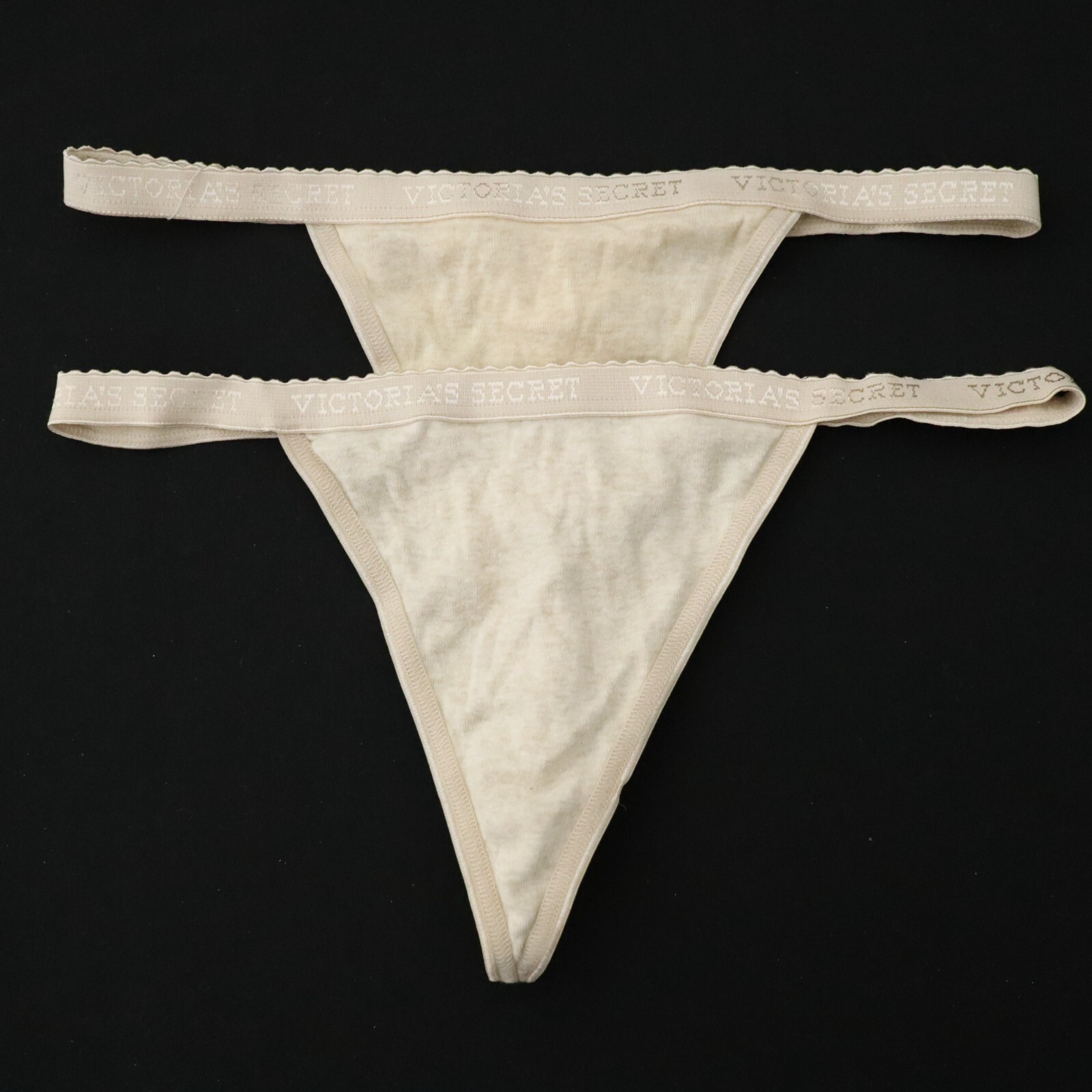 2 Victoria’s Secret VTG Y2K Signature Cotton V-String Thong Panties Lot MEDIUM