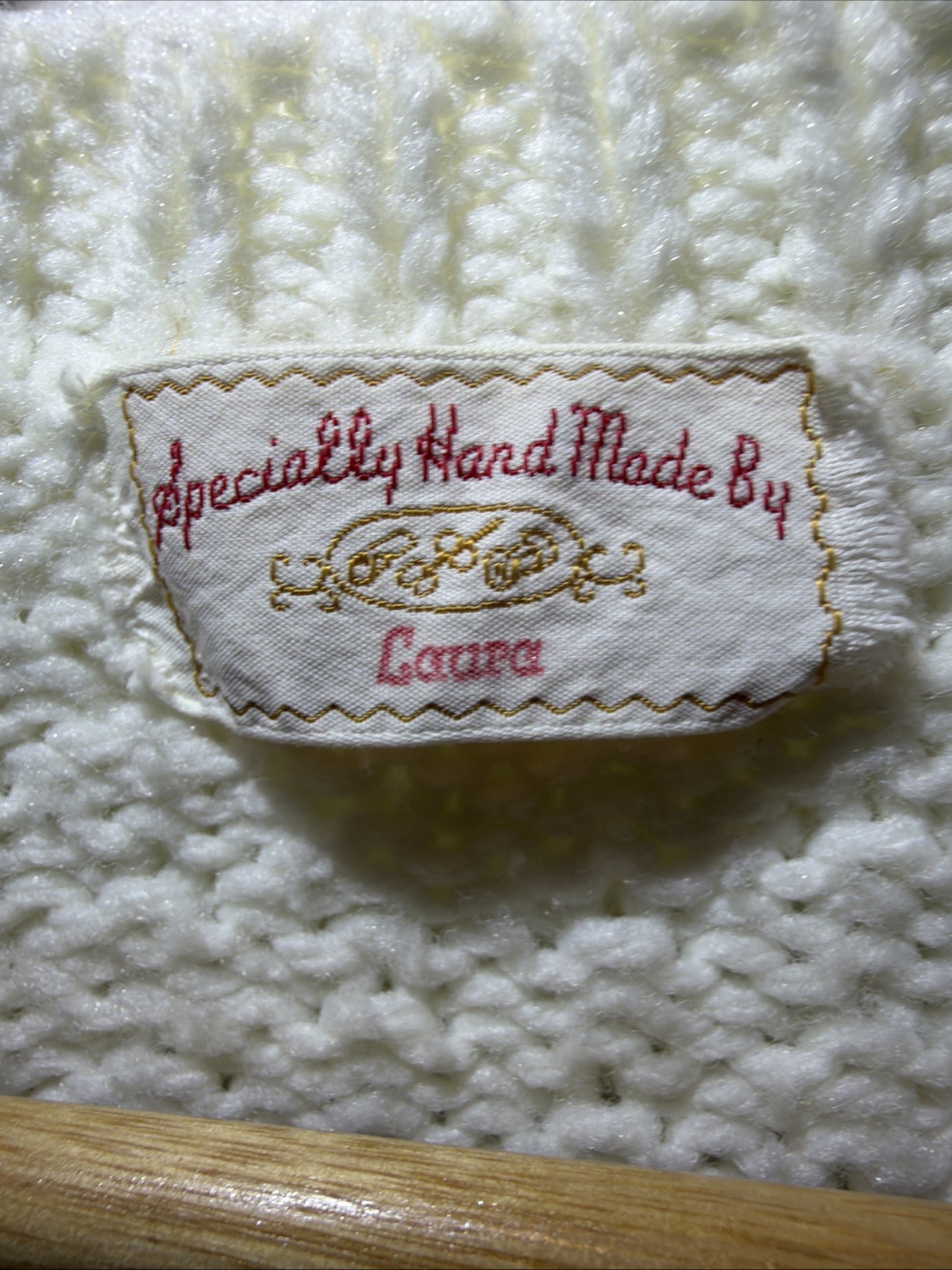 Vintage Handmade Cable Knit Cardigan Sweater Cream White Chunky Cozy Cottagecore