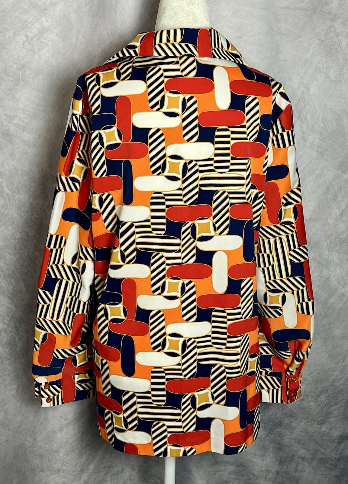 Vintage 1970s Alex Colman California Graphic Print Geometric Shirt Size M/L