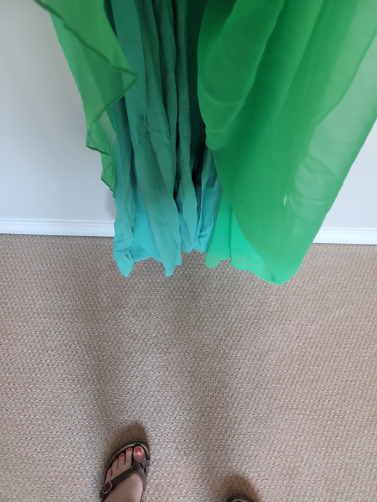 Green Vintage Rhinestone Chiffon Gown Dress Formal Size 0 Mike Benet Formals