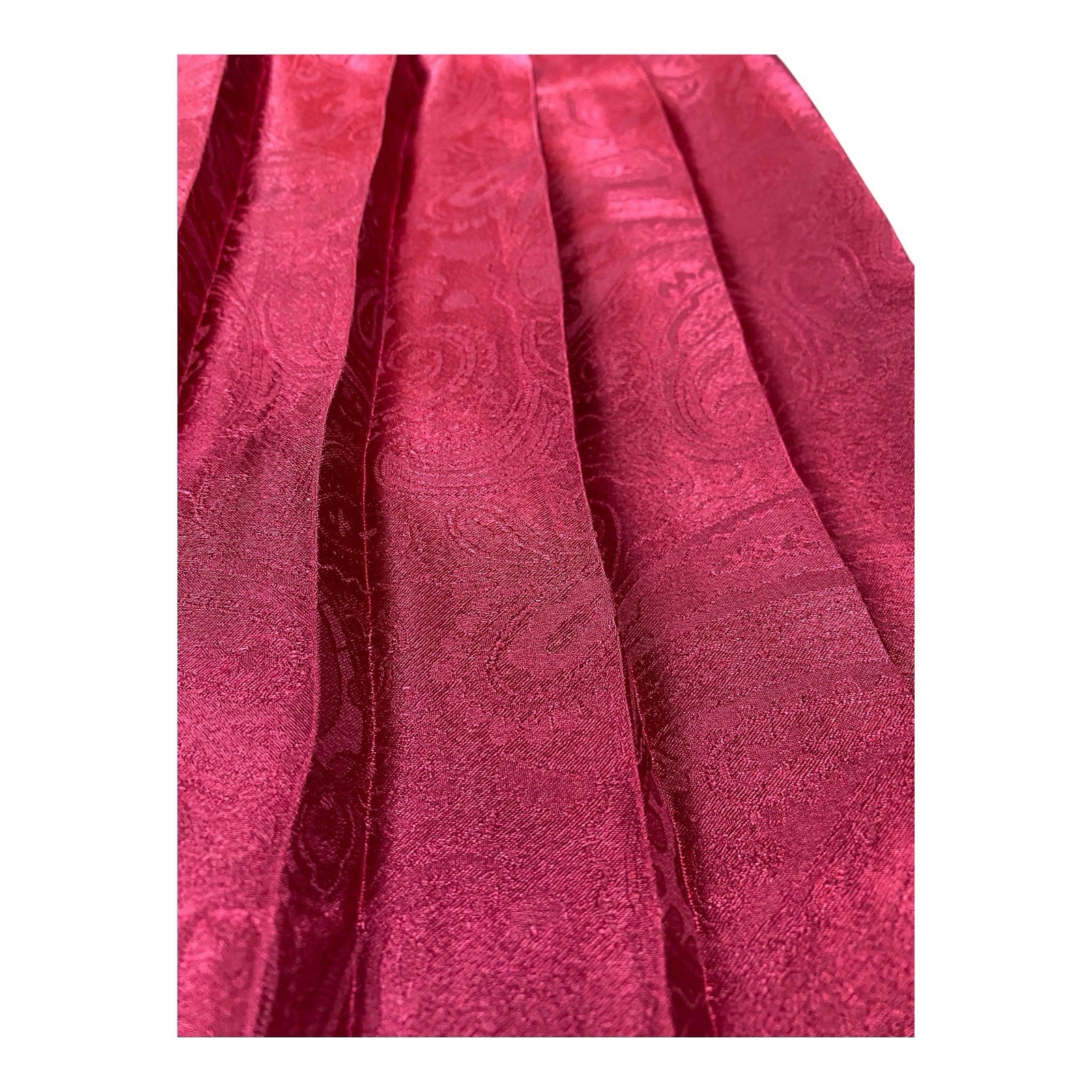 VTG 80s Impromptu Maroon Paisley Pleated Maxi Dress Size 7/8 SMALL Long Sleeve